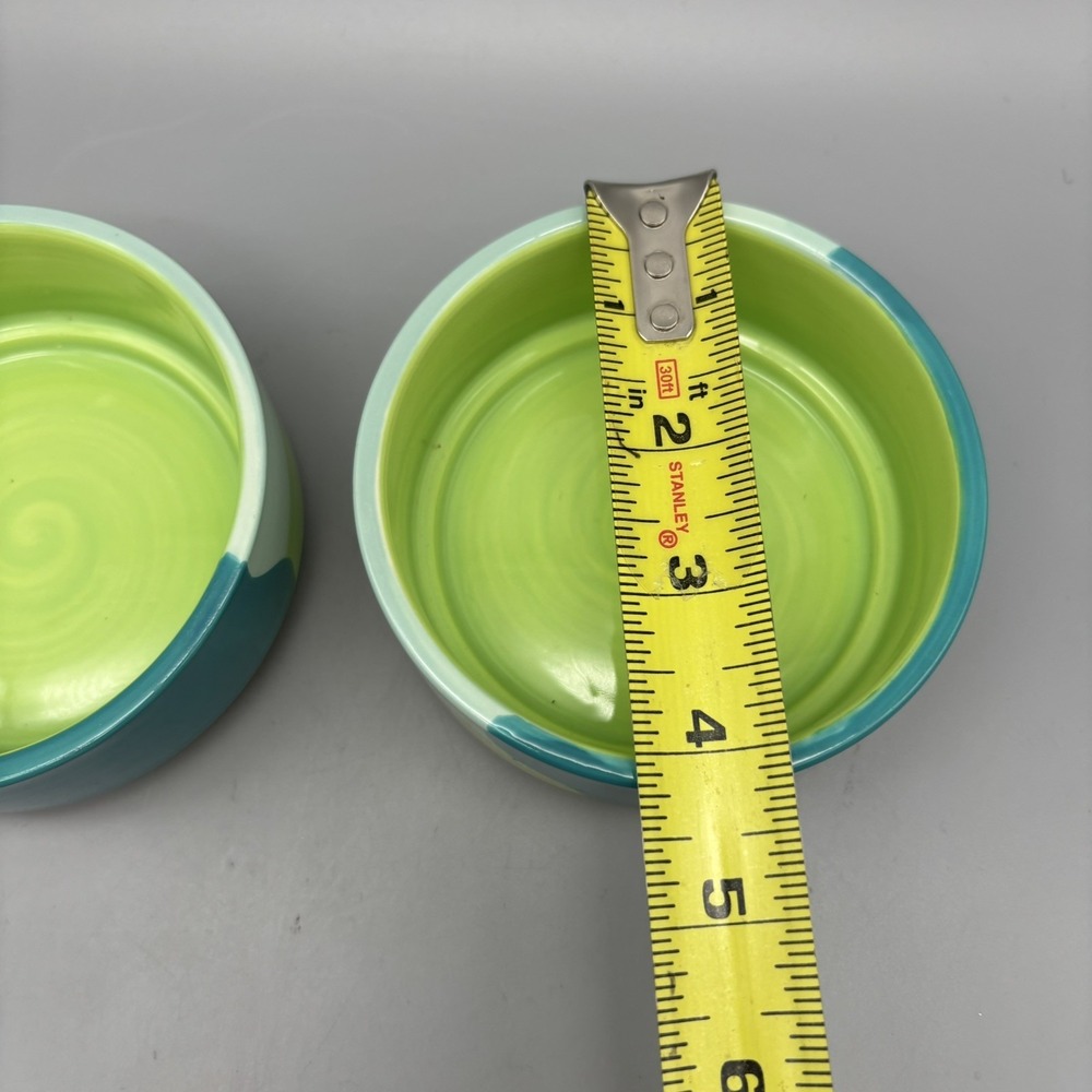 Top-Paw Blue-Green Ceramic Pet Bowl Rubber Grip Dishwasher Safe 4"  Set Of 2 - Picture 5 of 7